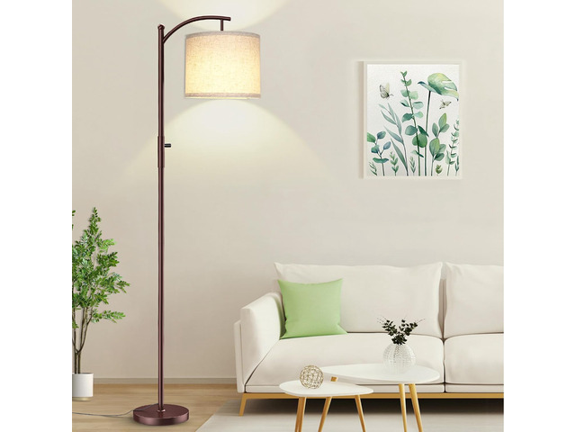 Dimmable Floor Lamp, Arc Floor Lamps for Living Room, Stepless Dimming Modern Standing Lamp with Linen Shade, Tall Lamp for Bedroom Office Dining...
