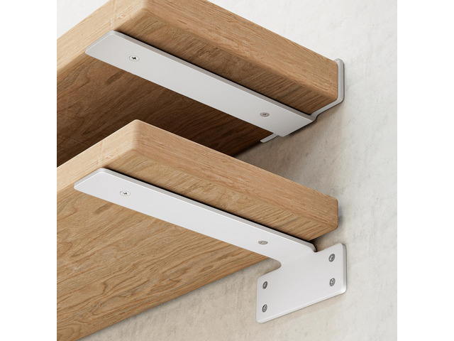 Shelf Brackets, Heavy Duty Floating Shelf Brackets 12-Inch Long, 6-Pack Brackets for Shelves, Matte White L Hidden Metal Wall Shelf Support...
