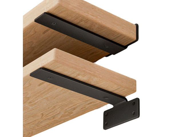 Shelf Brackets Floating Shlef Brackets 10-Inch 6-Packs, 1/5-Inch Thick Heavy Duty Shelving Brackets for Wood Shelves, 10' Hidden Black Metal L...