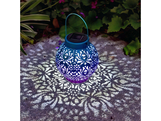 2 Pack Solar Hanging Lanterns, Metal Decorative Lamp, Royal Purple Perfect for Gardens, Patios, Courtyards, Lawns & Tabletops