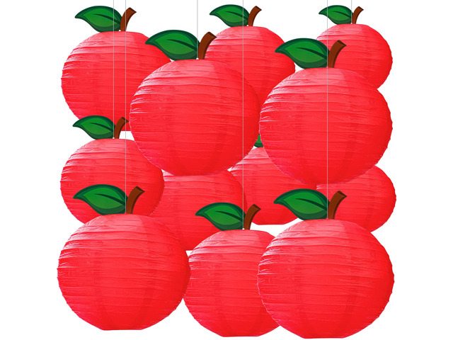 12 Pcs 10' Apple Paper Lanterns for Classroom Back to School Decor Red Apple Hanging Lanterns for Classroom Birthday Wedding Ceiling, Back to...