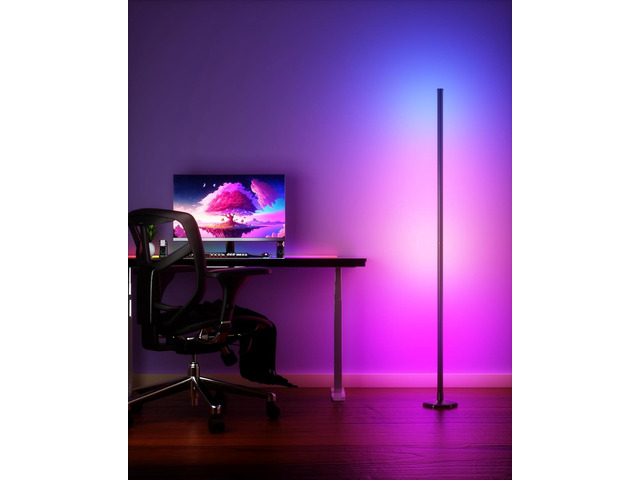 RGB Corner Floor Lamp 16 Million DIY Colors & 68+ Scene LED Smart Modern Floor Lamp with Timing, Music Sync, App and Remote Control Standing Lamp...