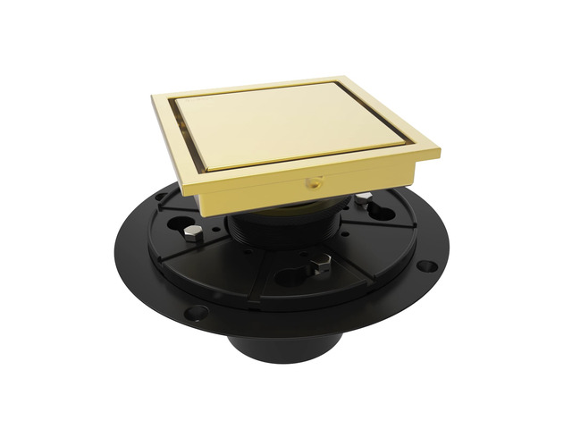 4 Inch Square Shower Drain Gold Floor Drain with Flange Reversible 2-in-1 Cover Tile Insert Grate Removable SUS304 Stainless Steel CUPC Certified...