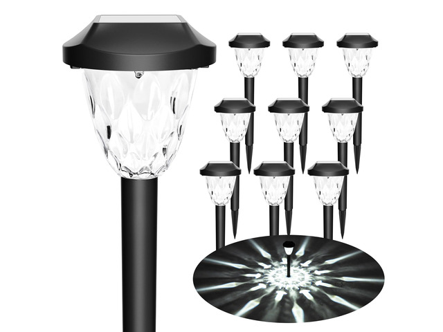 10 Pack Solar Lights Outdoor, Solar Pathway Lights with Great Pattern, Waterproof Auto On/Off Light for Outside Yard Garden Walkway Driveway Lawn...