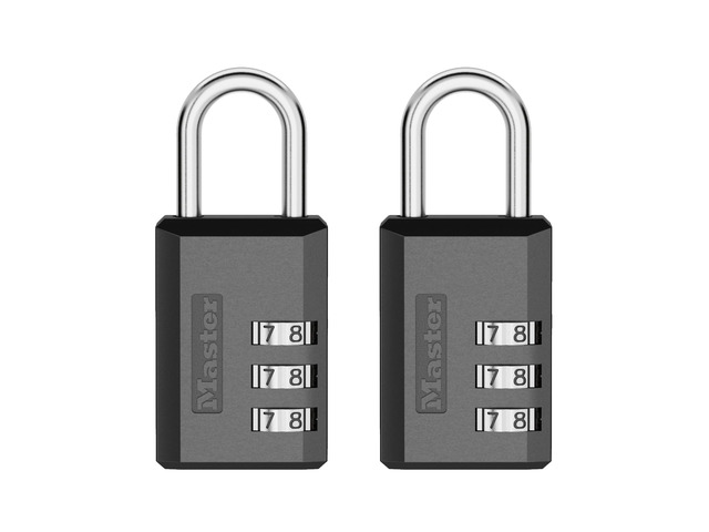 Combination Padlock, Resettable 3-Digit Code 2-Pack 647BLKEC2 1-3/16-inch Metal Combination Lock, Set Your Own Combination Locker Padlock, Travel...