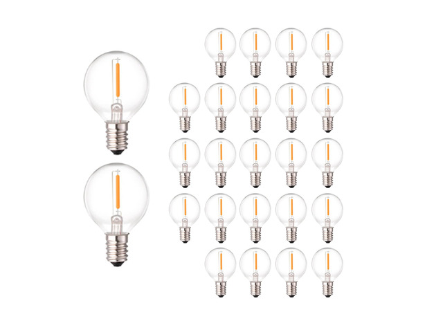 G40 LED Replacement Bulbs, 2700K Warm White, E12 Base, 25PK Waterproof & Dimmable, 1.5' Clear Globe Bulbs, Perfect for Outdoor...