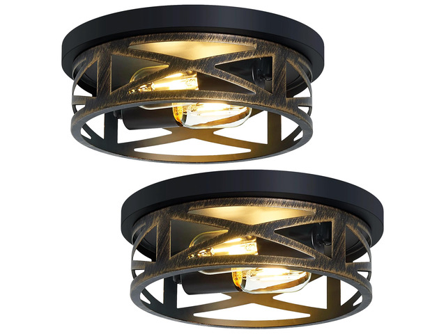 Farmhouse Light Fixtures,2 Pack Flush Mount Ceiling Light,Light Fixtures Ceiling Mount for Hallway Kitchen Entryway Bedroom E26 Base
