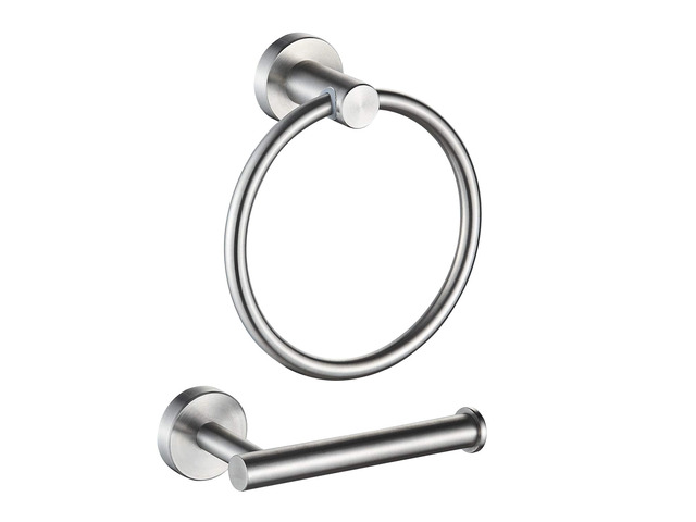 2-Pc Bathroom Hardware Set - Hand Towel Holder for Bathroom Wall - Toilet Paper Holder Stand Wall Mount - Towel Holder Hanger Rack Stainless Steel...