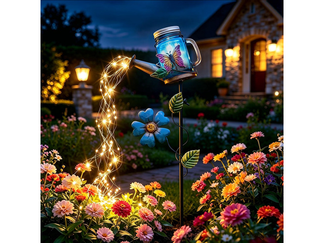 Solar Watering Can Light, Butterfly Outdoor Decor Lights IP65 Waterproof, Hanging Butterfly Garden Light, Outside Garden Flower Bed Decor, Women...