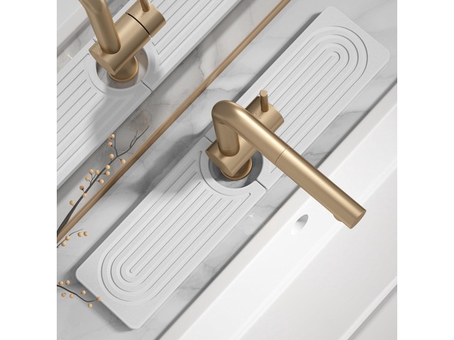Quick Drying Stone Faucet Mat for Kitchen Sink - Diatomite Sink Mat Absorbing Stone Tray for Bathroom Counter, Sink Faucet Splash Guard Water...