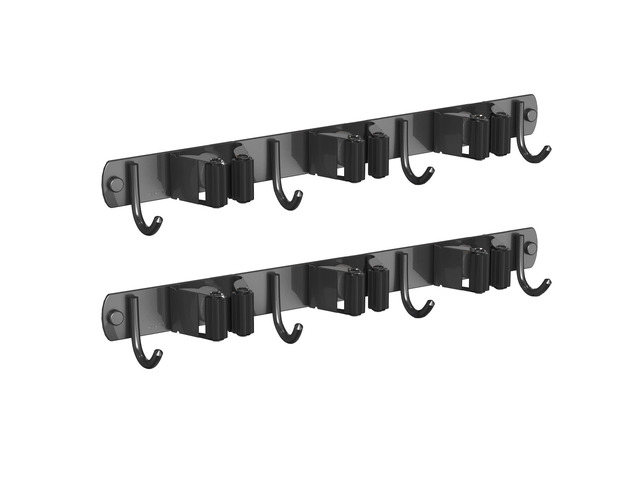 2 Pack Mop and Broom Holder Wall Mount for Kitchen Garden Garage Laundry Stainless Steel, Non-slip Broom Hanger Wall Mount, Heavy Duty Mop Broom...