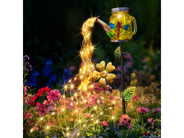 Solar Watering Can Light, Solar Dragonfly Outdoor Decor Lights IP65 Waterproof, Hanging Dragonfly Garden Light, Outside Garden Flower Bed Decor,...