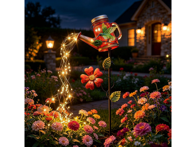 Solar Watering Can Light, Hummingbird Outdoor Decor Lights IP65 Waterproof, Hanging Hummingbird Garden Light, Outside Garden Flower Bed Decor,...