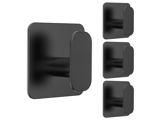 4 Pack Large Heavy Duty Wall Hooks - 26lb Max, Stainless Steel Adhesive Towel Hook, Shower Hooks for Hanging Towel, Coat, Robe, Sticky Wall Mount...