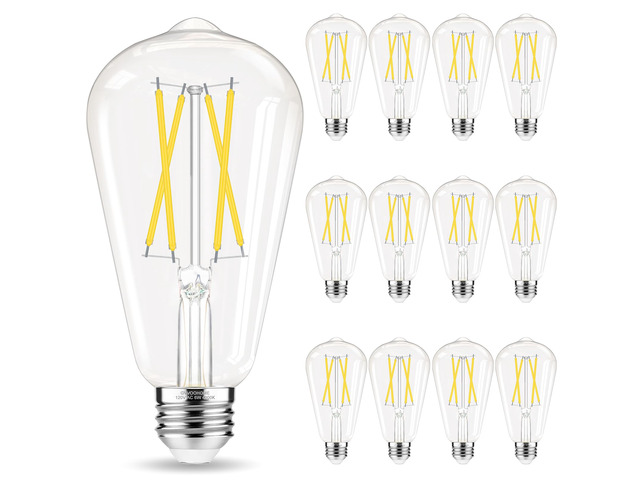 Edison Bulbs, E26 LED Bulb 60 watt Equivalent, Cool White 4000K 12 Pack, Non-Dimmable Edison Light Bulbs, E26 Medium Base, 6W 600LM, E26 Bulb, 90+...