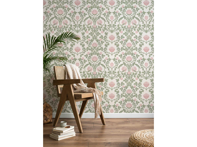 Floral Wallpaper Peel and Stick - 393.7' × 17.3' Pink and Green Wallpaper for Bedroom Decorative Self Adhesive Shelf Drawer Liner