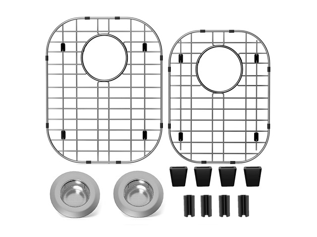 2Pack Sink Protectors for Kitchen Sink 13'x16'and 11.2'x14.5',Stainless Steel Sink Grid, Sink Rack for Bottom of Sink, Rust Resistant Metal Sink...