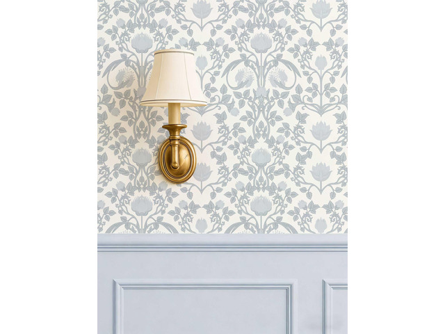 17.3' × 393.7' Blue Floral Peel and Stick Wallpaper, Damask Vintage Wallpaper for Bedroom Bathroom Self Adhesive Removable