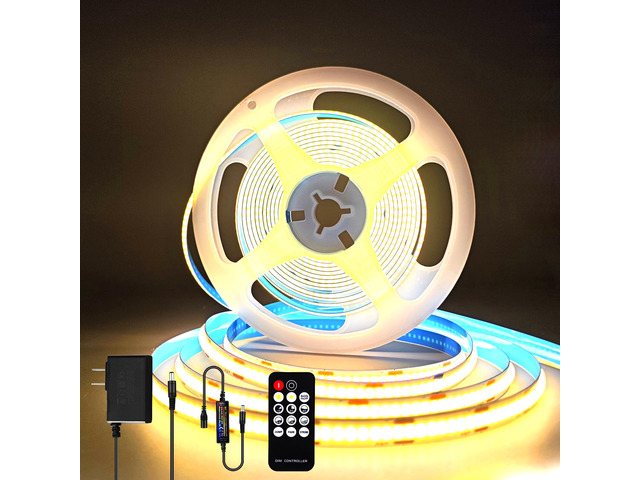 COB LED Strip Light 24V, 16.4ft Warm LED Light Strip with Remote, High Density Flexible Warm Tape Lights, CRI90+ LED Lighting for Backlighting for...