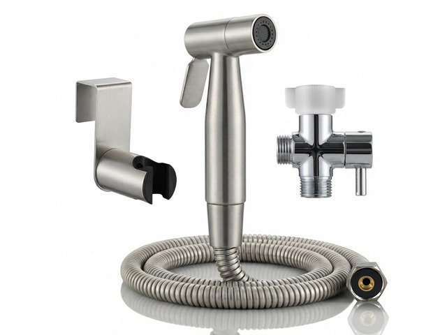 Handheld Bidet Sprayer for Toilet, Stainless Steel Metal Made Baby Cloth Diaper Spraying Kit, Bathroom Toilet Bidet Attachment Set for Bathing Pets...