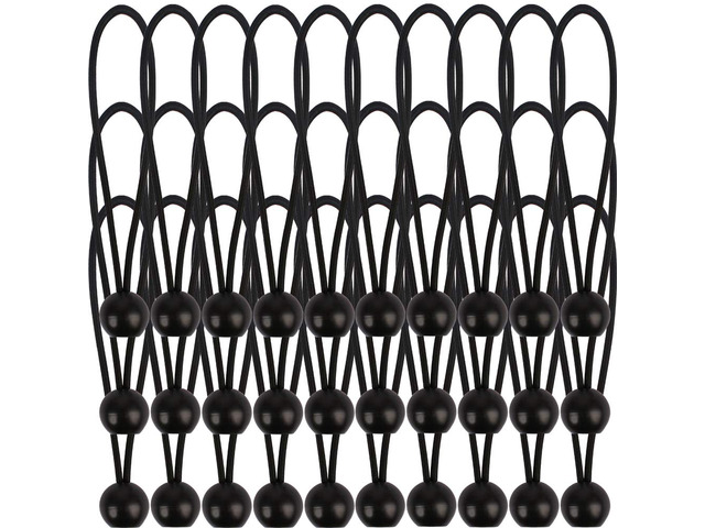 30 Pack Bungee Balls 9Inches Black Ball Bungee Heavy Duty Heavyweight Tarp Bungee Cords, Weather Resistant Tie Down Strap 4mm Thickness - for...