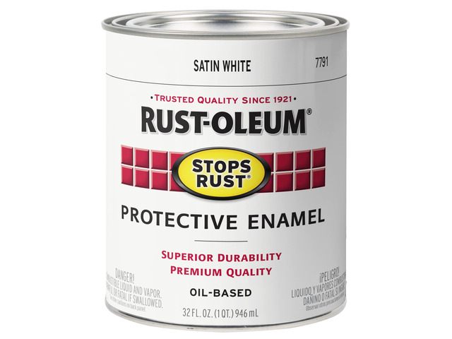 Stops Rust Brush On Protective Enamel Paint, Satin White Rust and Corrosion Resistant, Indoor and Outdoor Durability, Beautiful Finish on Metal,...