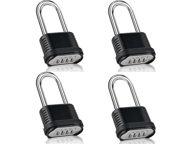 4 Digit Heavy Duty Combination Lock - 105mm Long Shackle Weatherproof Combination Padlock, Outdoor Combo Lock for Storage Units, Gym Lockers, Fence...