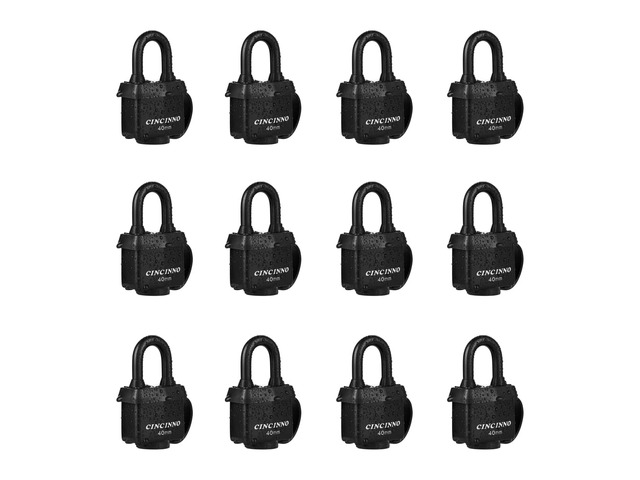 40mm Padlock with Key,Weatherproof Laminated Steel Locks with Keys,Heavy Duty Keyed Alike Padlocks for Outdoor Use,12 Pack