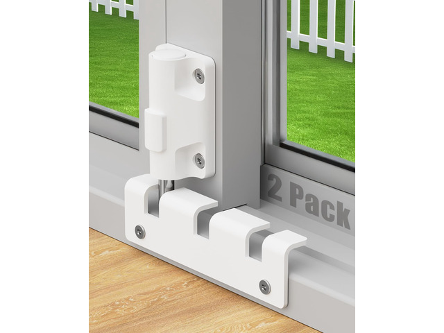 Sliding Glass Door Lock 2 Pack Sliding Door Lock Security bar Slider Safety Lock Horizontal Keyless Patio Foot Locks for Front Door Latch Stoppers...