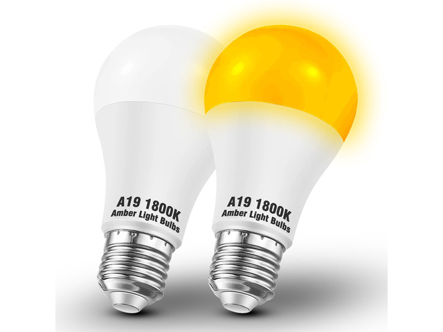 A19 Amber Light Bulbs 1800K,9W Warm Light Bulb 800Lm, Blue Light Blocking Orange Yellow Light Bulb 60 Watt Equivalent, E26 Base for Healthy Sleep,...