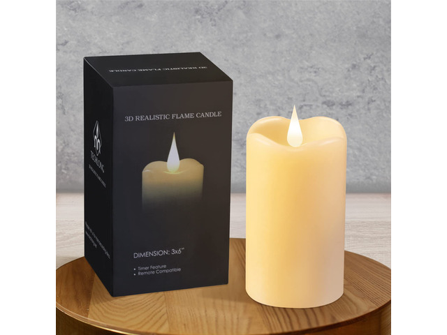 Flickering Flameless Candles with 3D Moving Flame, Last 1000+ Hours Battery Operated Candles with Timer, Ivory Real Wax Pillar Electric LED Candle...