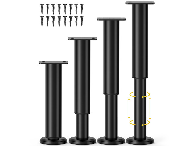 4 Pcs Adjustable Bed Center Support Legs 7.08-12.2 inch for Bed Frame/Bed Center Slat, Metal Adjustable Furniture Legs for...