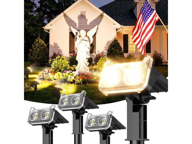 Solar Lights Outdoor Waterproof IP65, 4 Pack Solar Spot Lights Outdoor with 14 Big LEDs, 2-in-1 Wall Lights & 2 Modes Solar Landscape Spotlights...