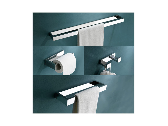 4-Pieces Bathroom Hardware Set, Polished Chrome Towel Bar Set, Wall Mounted Stainless Steel Bathroom Hardware Accessories Set, 23.6 inch