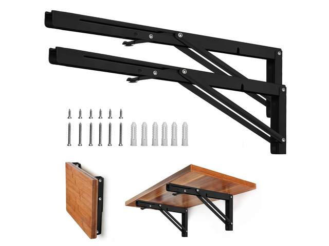 Folding Shelf Brackets - Heavy Duty Metal Collapsible Shelf Bracket for Bench Table, Shelf Hinge Wall Mounted Space Saving DIY Bracket, Max Load:...