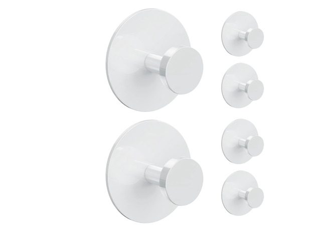 White Adhesive Wall Hook for Coat and Towel: Extra Sticky 12 LB (Max), Stainless Coat Rack Door Holder Hanger, 6-Pack Heavy Duty