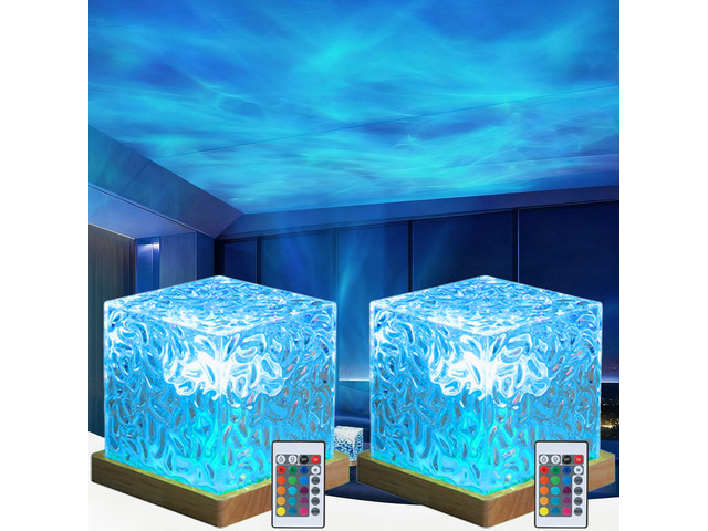 2Pack Aurora Ocean Wave Lights Projector, Cordless Rechargeable 16 Colors 4 Modes Northern Lights Dimmable Ambient Mood Lighting,Color Changing...