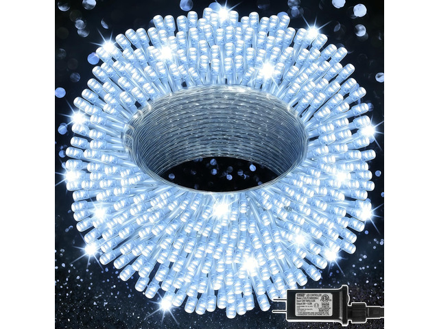 300 LED String Lights Outdoor Indoor, Extra Long 98.5FT Super Bright Christmas Lights, 8 Lighting Modes, Plug in Waterproof Fairy Lights for...