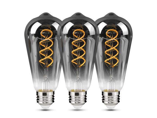 E26 ST64 Vintage Edison Light Bulbs, Smoky Grey Coated Glass, Dimmable, 4W(20W Equivalent) 150 Lumens, 2700K Soft White, Spiral Filaments Design,...