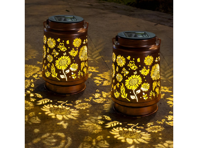 2 Pack Sunflower Solar Lantern Lights, Outdoor Lanterns Garden Decor, Hanging Solar Lantern for Backyard Porch Patio Table Yard Balcony Lawn...