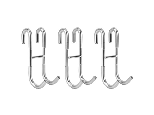 Shower Door Hooks (3-Pack), Towel Hooks for Bathroom Frameless Glass Door, Shower Squeegee Hooks, Silver