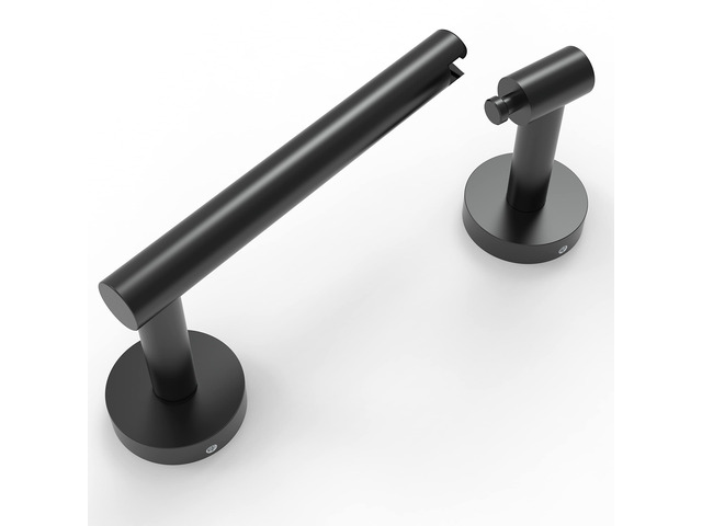 Matte Black Toilet Paper Holder Wall Mount for Bathroom Dual-Post Pivoting Tissue Roll Holder with Round Base, 304 Stainless Steel, Rustproof,...
