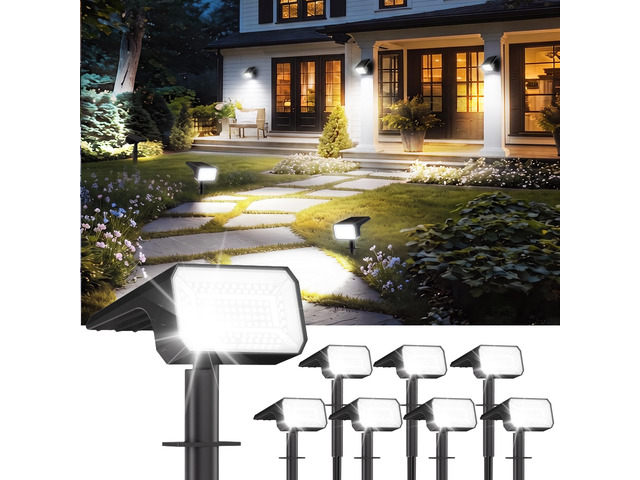 Upgraded Solar Spot Lights Outdoor IP67 Waterproof 8 Pack, [108 LEDs, 4 Modes, 800LM] Dusk to Dawn Spotlights for All Night, 2-in-1 Solar Landscape...