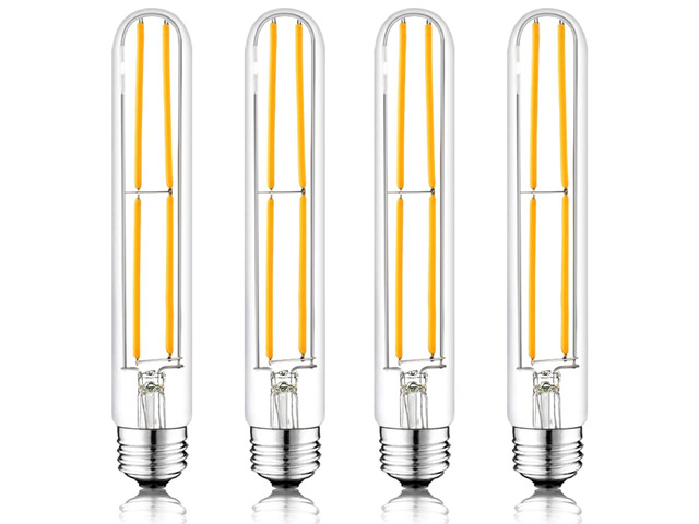 T10 7.3 Inch Long Tube Bulb LED Light Bulbs, Dimmable, 6W (60W Equivalent), 2700K Warm White, 600 Lumens, E26 Medium Base,120V Edison Bulb, for...