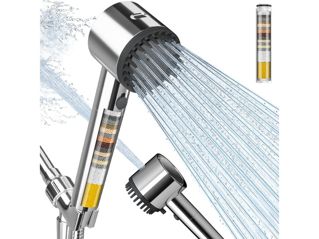 Filtered Shower Head with Handheld, 5 Spray Mode Showerhead with Filters Filtered Shower Head with Handheld Built-in Power Wash - Remove Chlorine -...