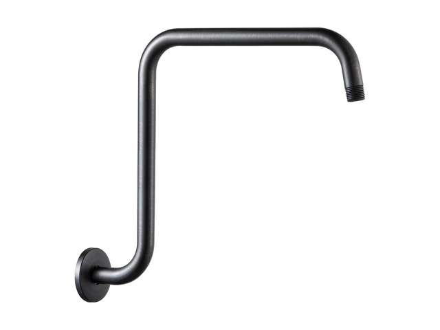 Shower Head Extension Arm 16 in, Oil Rubbed Bronze Height 12 in S Shaped High Rise Extender with Flange Shower Head Pipe Arm