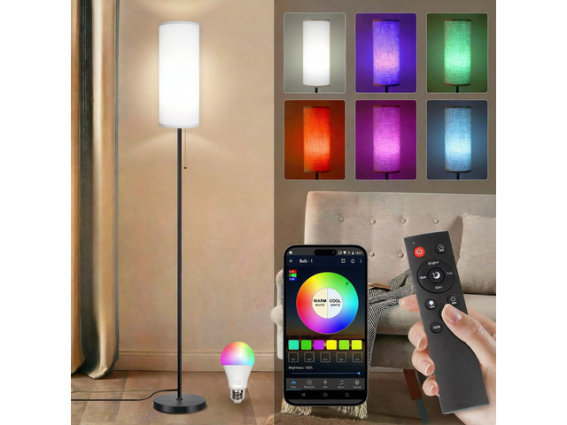 Floor Lamps for Living Room RGB Color Changing Bulbs Dimmable Color Brightness Modern Standing Lamp Remote Control Tall Lamp Chain Switch for...