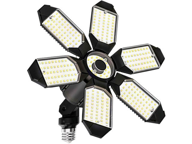 Led Garage Lights Bulb 1 Pack 200W Bright Rotatable Ceiling Led Shop Lights, E26/E27 Base, 6500K, 22000LM Deformable Led Garage Light for Basement,...