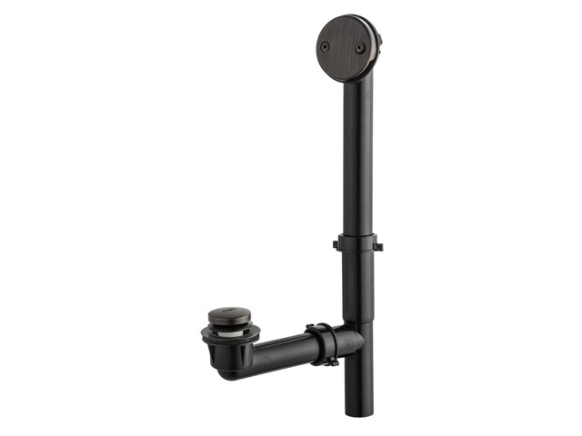 1-1/2' Black Tubular Bath Drain Kit with Tip-Toe Bath Drain Stopper, Touch-Toe Tub Drain, Tip Toe Bathtub Drain Waste and Overflow With Plug and...