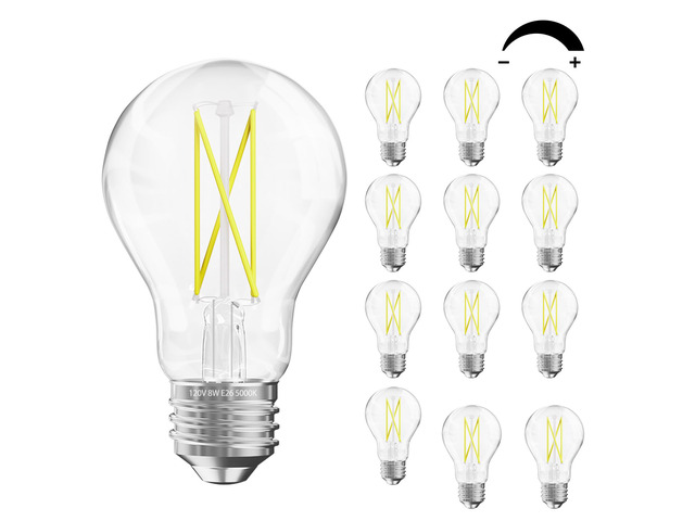 12 Pack A19 Vintage LED Edison Bulbs, 60W Equivalent Dimmable LED Bulbs, High Brightness 5000K Daylight, 800 Lumens, 8W E26 Standard Base,...